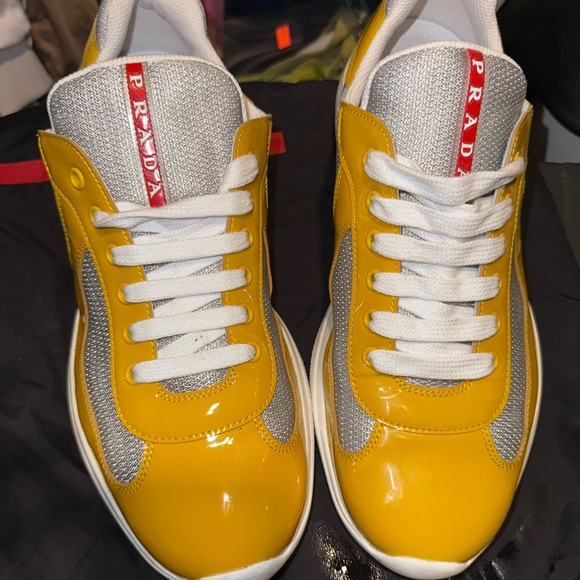 Prada Men's America Cup  Yellow and Gray Sneakers - Picture 1 of 4